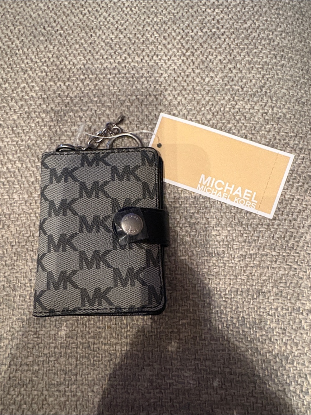 Michael Kors Gray & Black MK Monogram Card Case Key Holder